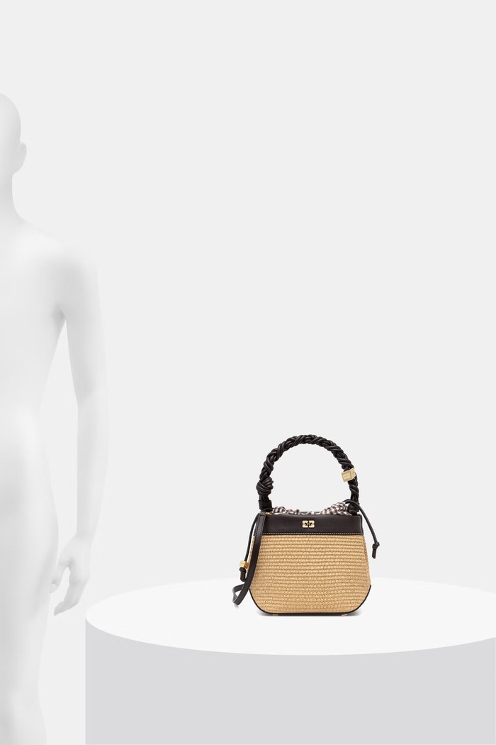 GANNI torebka crossbody damska pleciona Bou Raffia C2080022