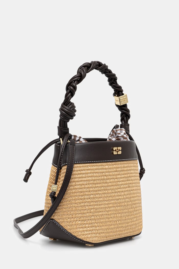 GANNI torebka crossbody damska pleciona Bou Raffia C2080022 beżowy AW26