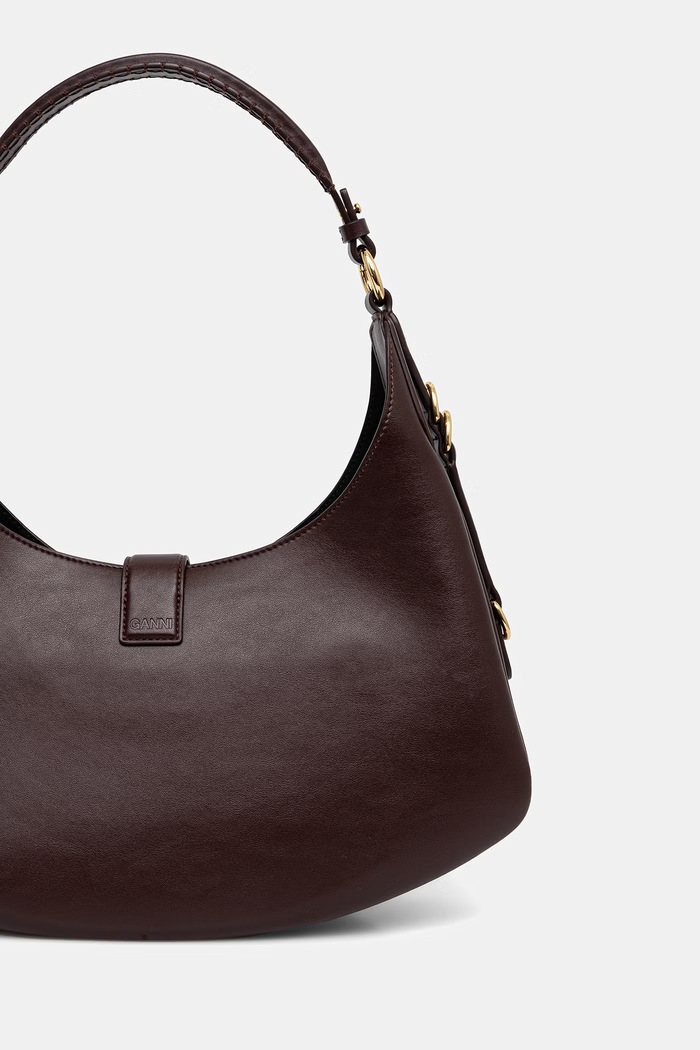 Akcesoria GANNI Kat Small torebka shopper damska z imitacji skóry A7302 brązowy