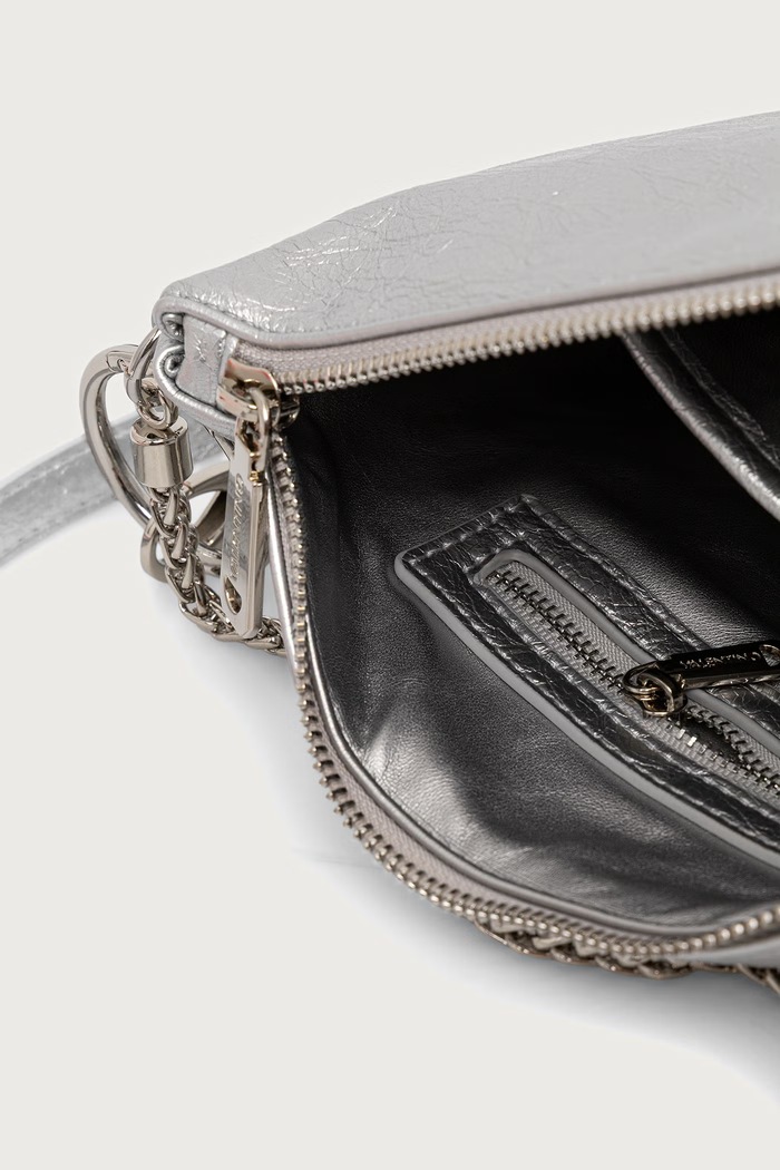 Torebka crossbody damska z imitacji skóry LUMI Valentino Bags srebrny VBSA6U13NPK