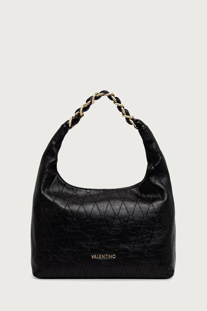 Valentino Bags Torebka hobo damska z imitacji skóry CRYSTELLE czarny VBSA5Q07