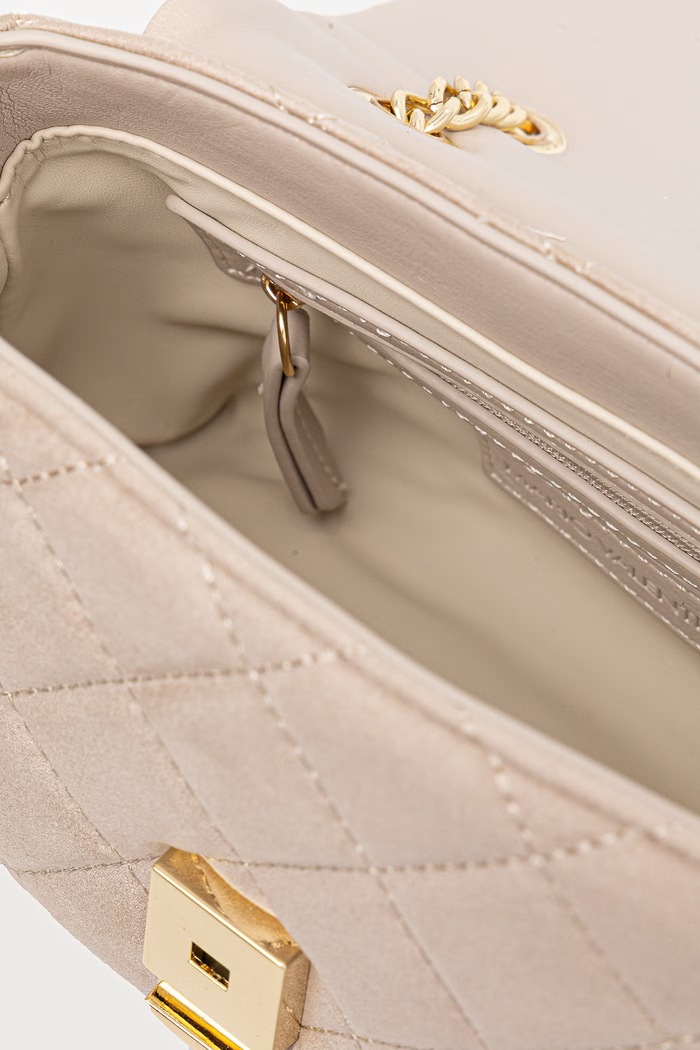 Torebka crossbody damska z imitacji zamszu OCARINA SUEDE Valentino Bags beżowy VBSA9B05
