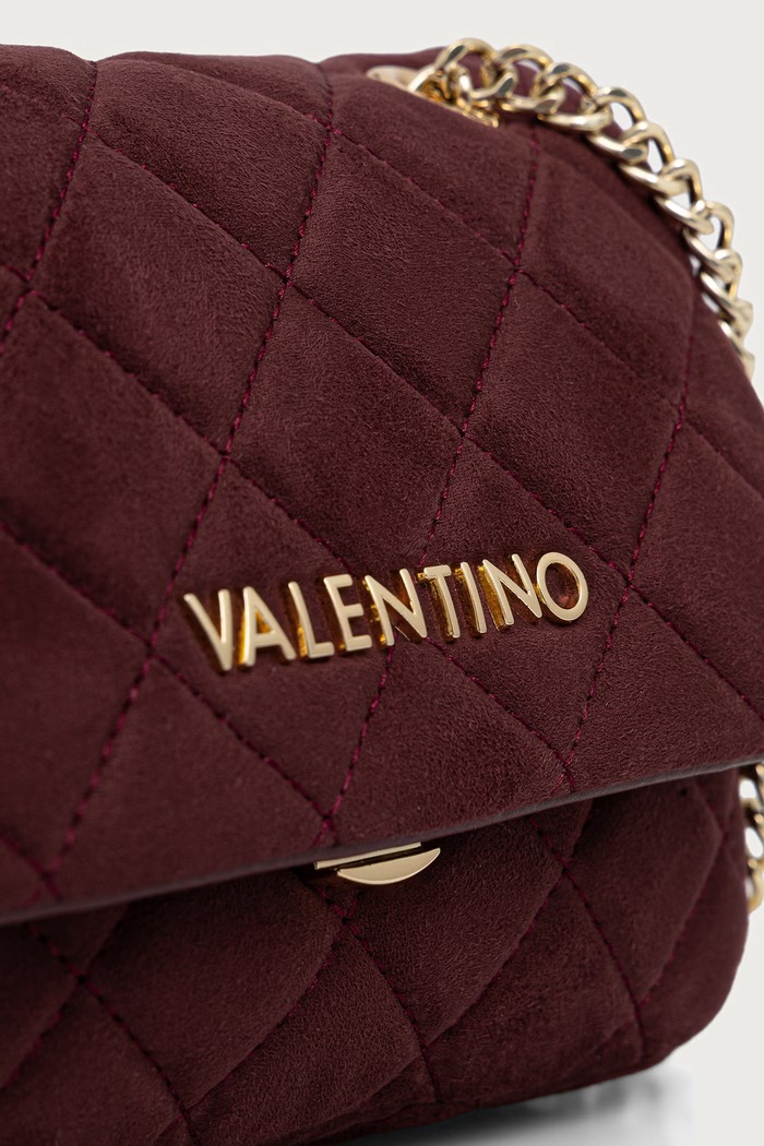 Torebka crossbody damska z imitacji zamszu OCARINA SUEDE Valentino Bags VBSA9B05 bordowy