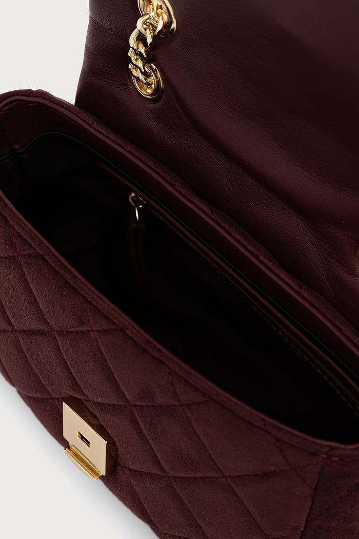 Torebka crossbody damska z imitacji zamszu OCARINA SUEDE Valentino Bags bordowy VBSA9B05