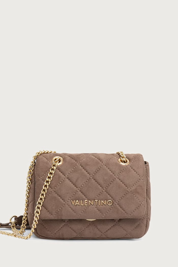 Valentino Bags Torebka crossbody damska z imitacji zamszu OCARINA SUEDE brązowy VBSA9B05