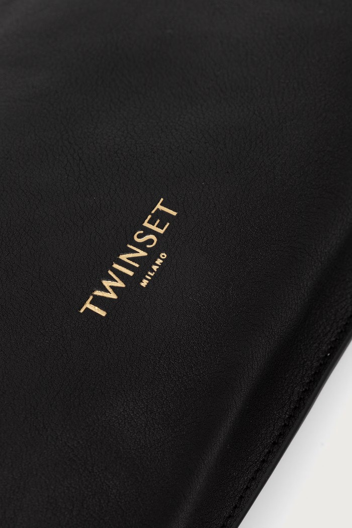 Twinset чанта дамска от кожа черен 262TD8250