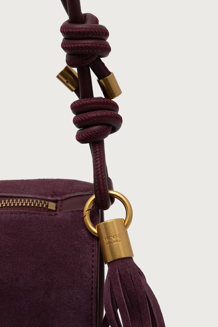 Accesorii Twinset Geantă pentru femei din piele întoarsă 262TD8232 burgundia