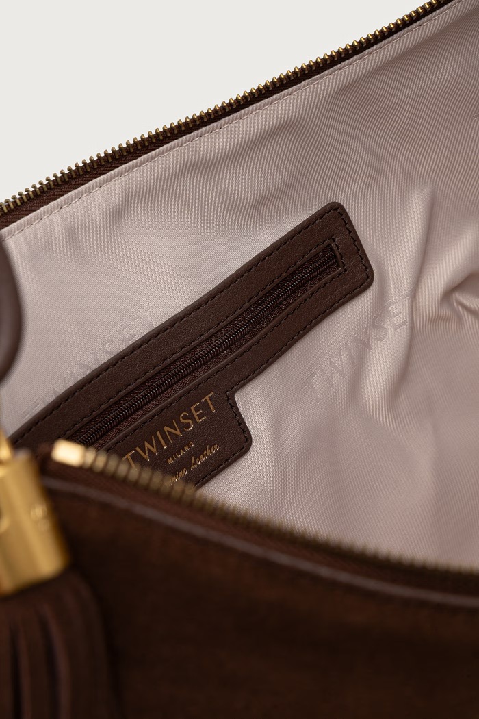 Twinset mala torba hobo za žene od brušene kože 262TD8231 smeđa