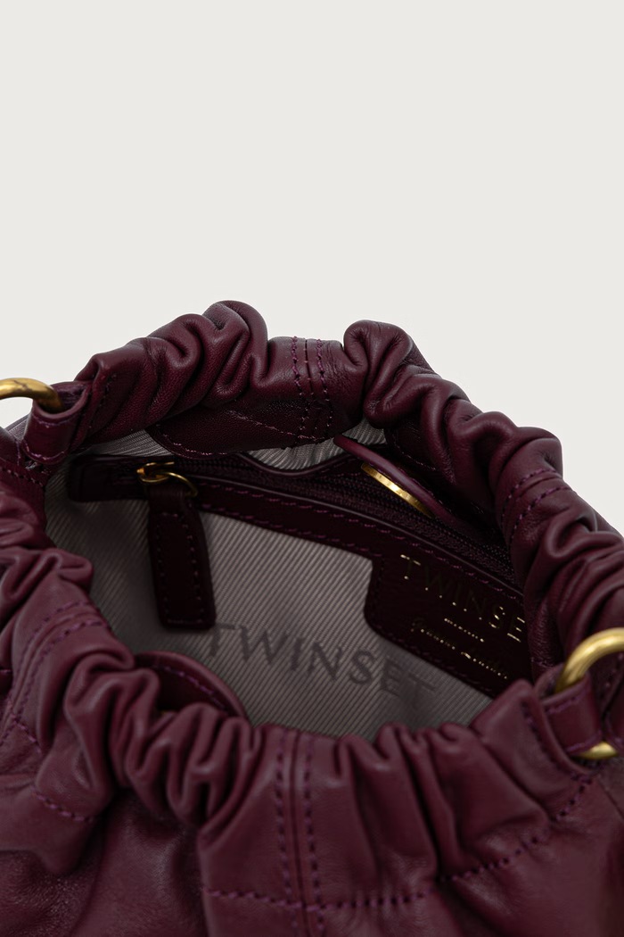 Twinset torebka worek damska skórzana 262TD8181 bordowy