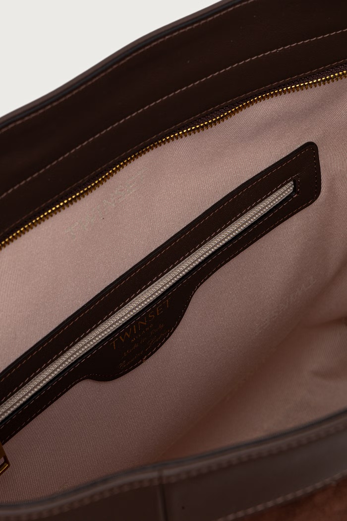 Twinset shopper torba za žene od brušene kože smeđa 262TD8160