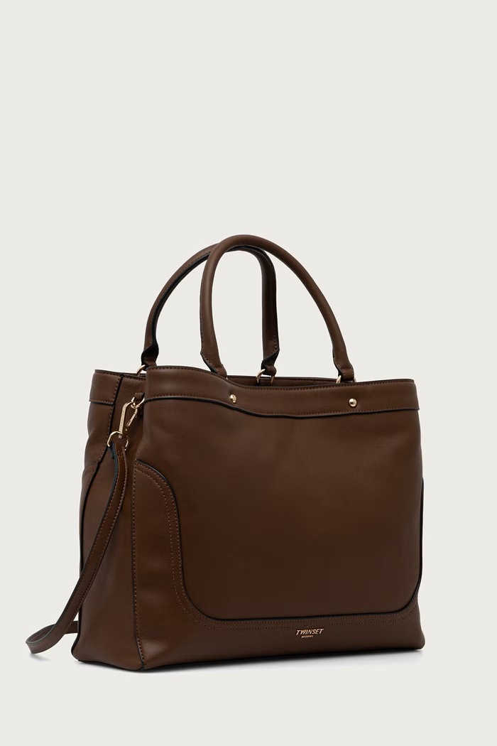 Twinset Torebka shopper damska z imitacji skóry 262TD8050 brązowy AW26