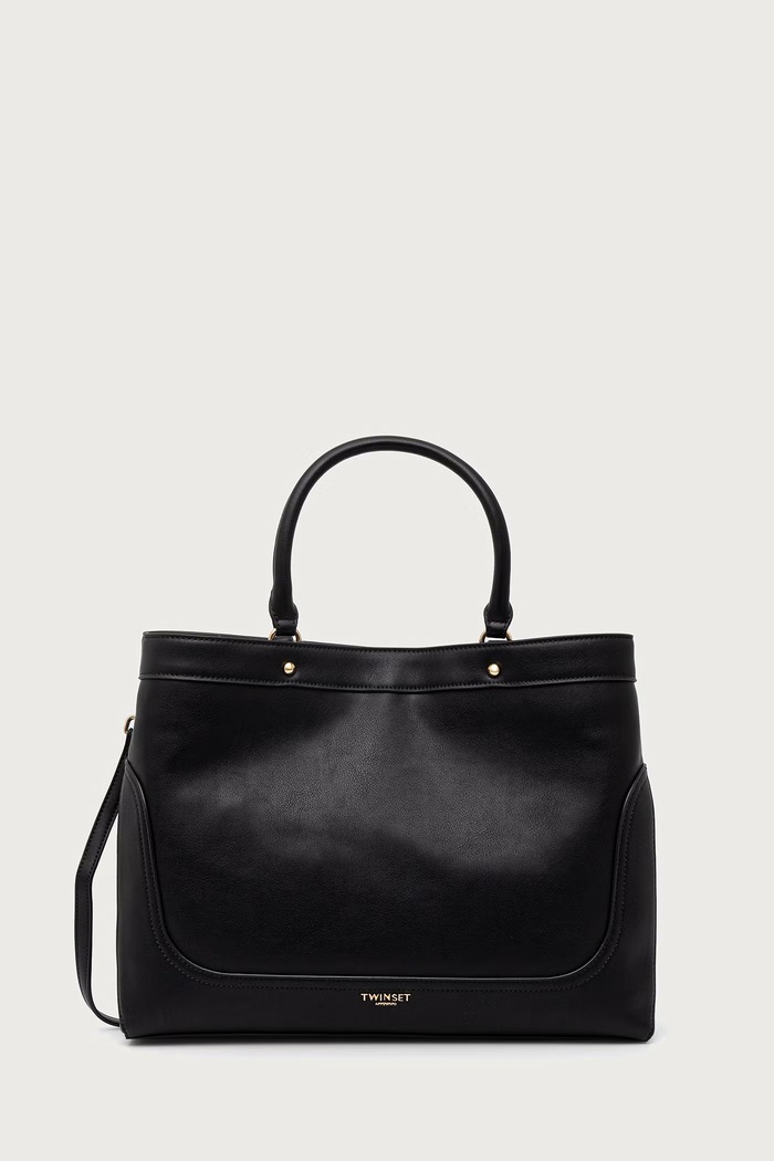 Twinset Шопинг чанта дамска от имитация на кожа черен 262TD8050