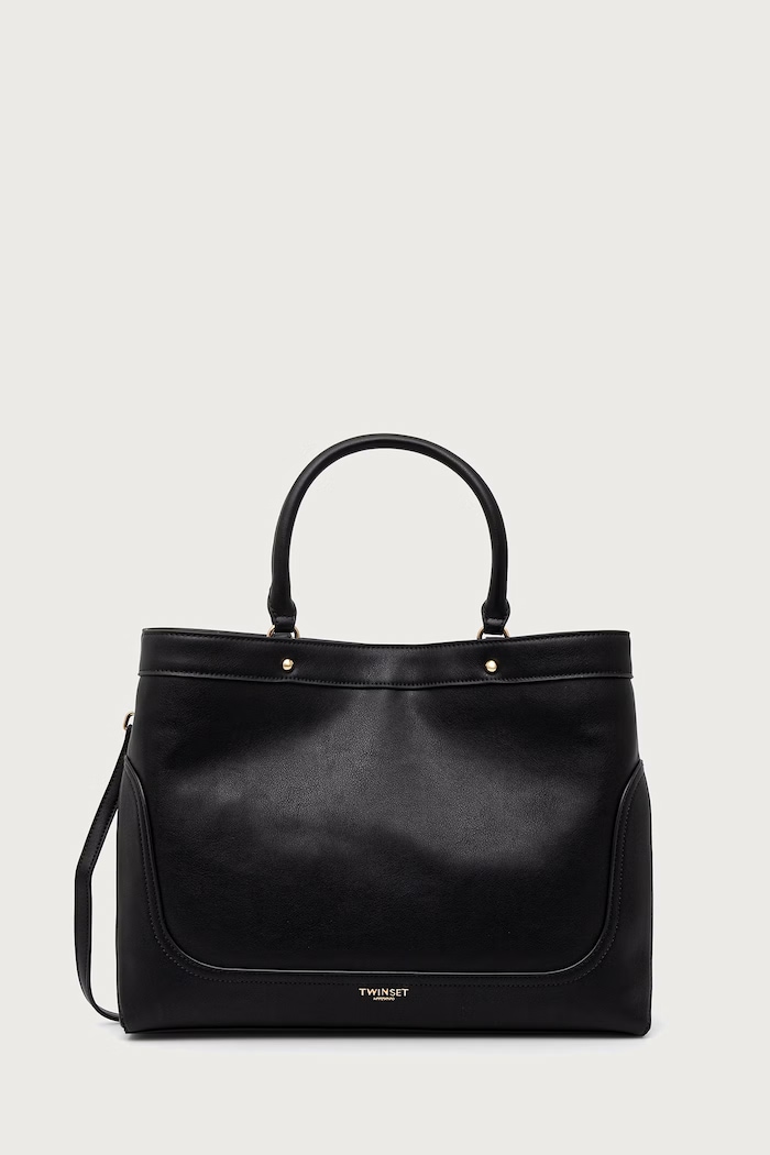 Twinset Шопинг чанта дамска от имитация на кожа черен 262TD8050