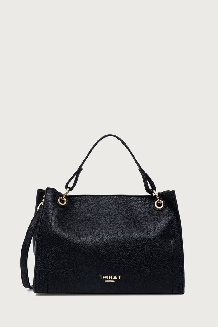 Twinset Torebka tote damska z imitacji skóry czarny 262TD8030