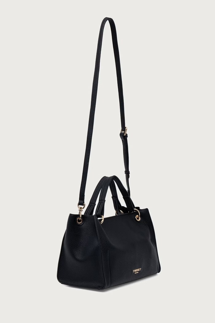 Twinset Torebka tote damska z imitacji skóry 262TD8030 czarny AW26