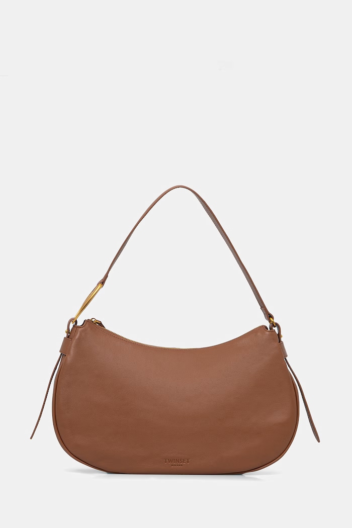 Twinset μικρή τσάντα γυναικεία δερμάτινη καφέ 262TB7180