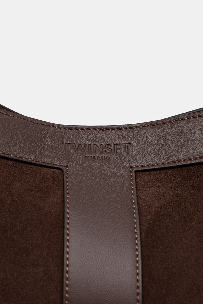 Twinset shopper γυναικεία δέρμα σουέτ καφέ 262TB7141