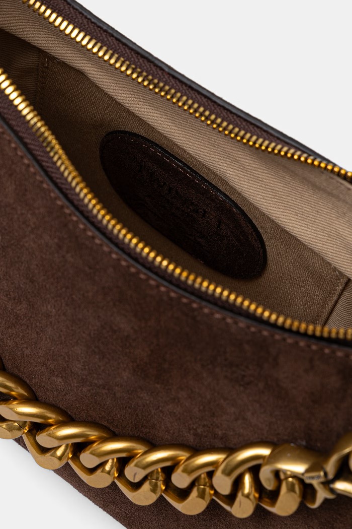 Twinset mala torba hobo za žene od brušene kože 999TB7016 smeđa