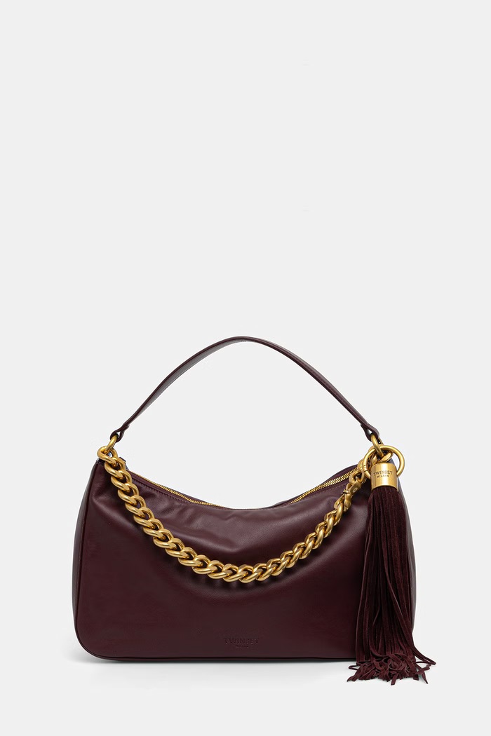 Twinset torebka hobo damska skórzana bordowy 262TB7207
