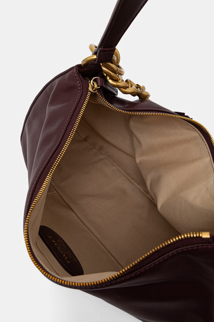 Twinset torebka hobo damska skórzana 262TB7207 bordowy