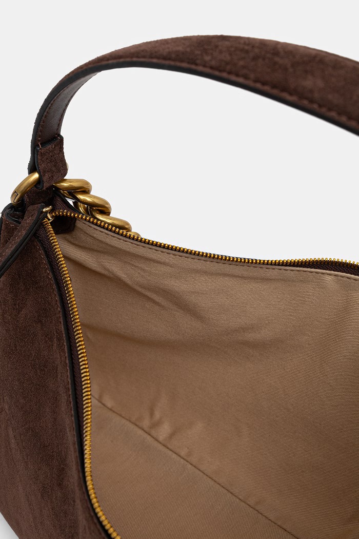 Twinset τσάντα hobo γυναικεία δέρμα σουέτ 999TB7015 καφέ