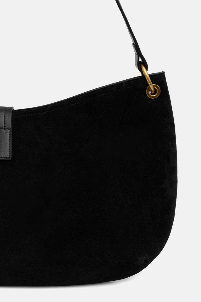 Αξεσουάρ Twinset τσάντα hobo γυναικεία δέρμα σουέτ 262TB7151 μαύρο