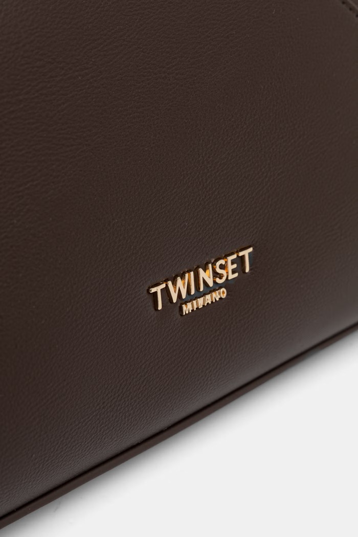 Twinset чанта дамска от имитация на кожа кафяв 262TB7034
