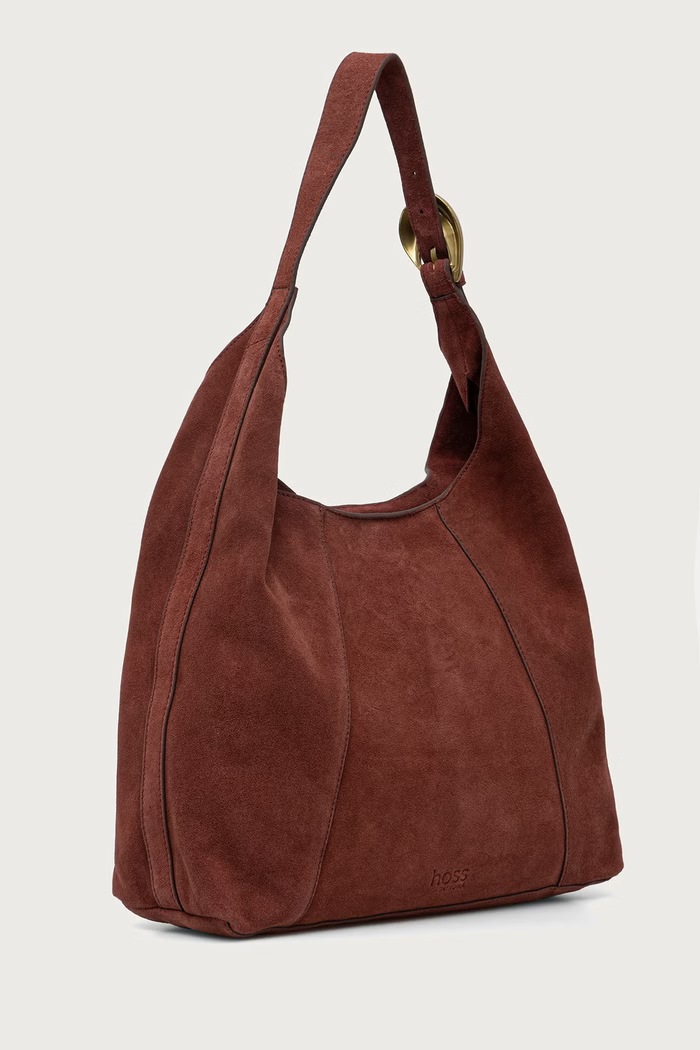 Hoss Intropia Torebka shopper damska zamszowa 2054019 bordowy AW26