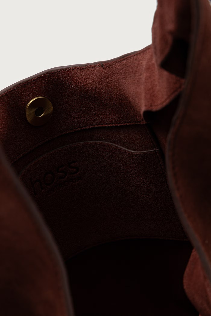 Torebka shopper damska zamszowa Hoss Intropia 2054019 bordowy