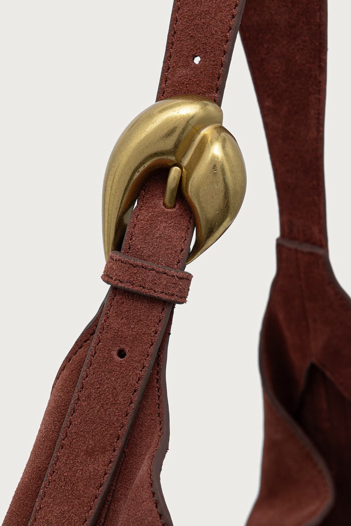 Torebka shopper damska zamszowa Hoss Intropia bordowy 2054019