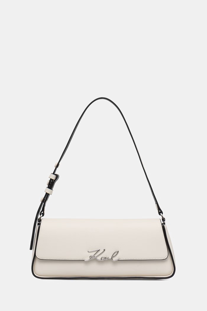 Karl Lagerfeld geantă baguette pentru femei din piele K/SIGNATURE bej B3W30021