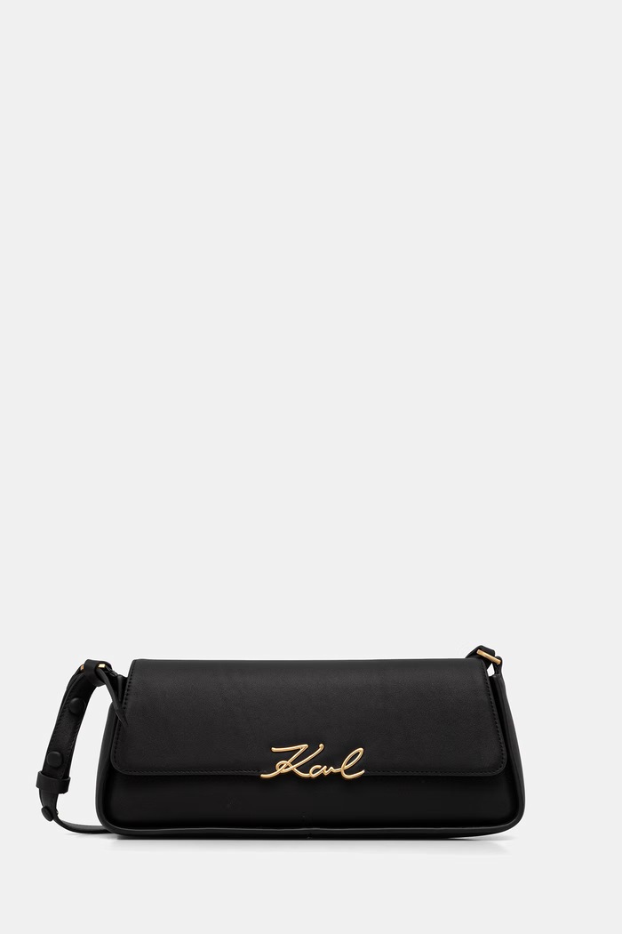 Karl Lagerfeld kabelka typu baguette dámska kožená K/SIGNATURE čierna B3W30021