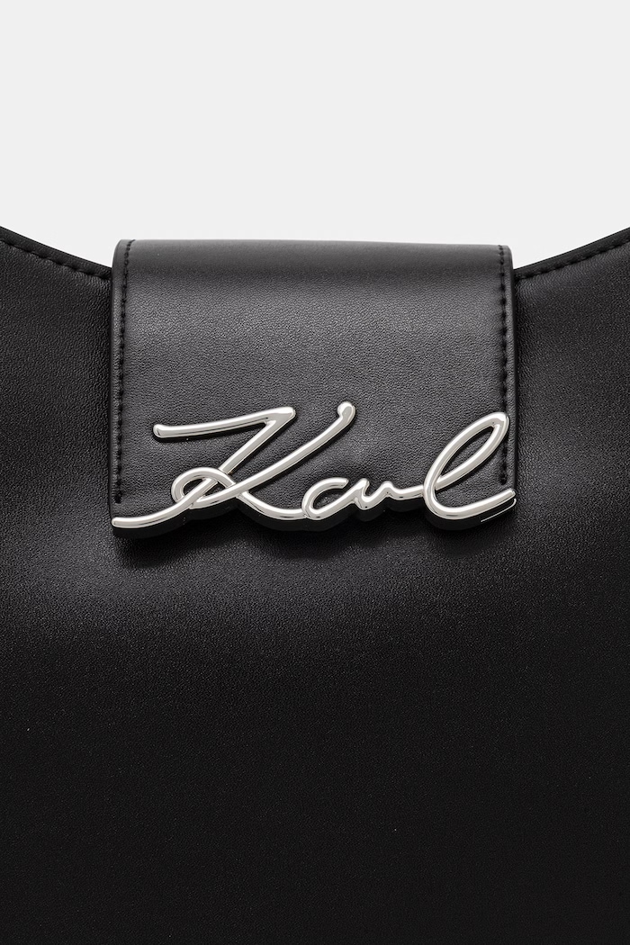 Karl Lagerfeld kabelka hobo dámska kožená K/SIGNATURE čierna B3W30022