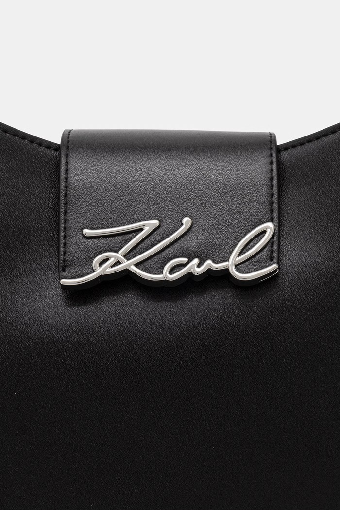 Karl Lagerfeld kabelka hobo dámska kožená K/SIGNATURE čierna B3W30022