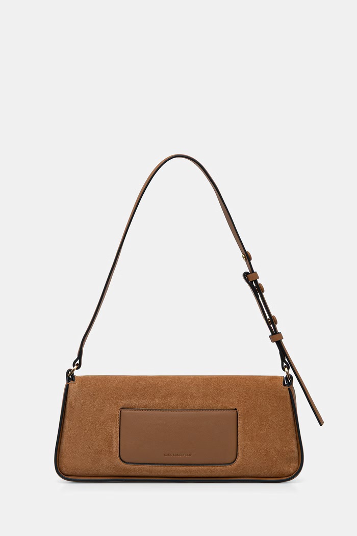 Accesorii Karl Lagerfeld geantă baguette pentru femei din piele întoarsă K/SIGNATURE B3W30025 maro