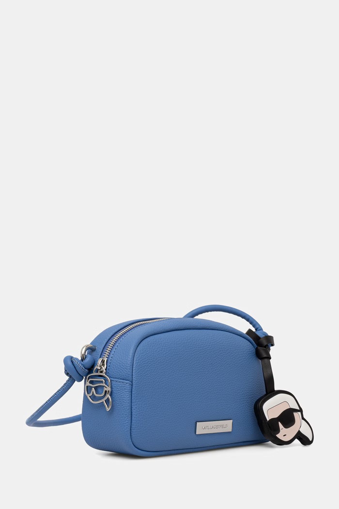 Karl Lagerfeld geantă crossbody pentru femei cu imitație de piele IKON B3W30307 albastru AW26