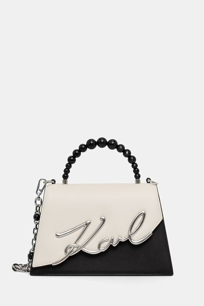 Karl Lagerfeld geantă crossbody pentru femei din piele K/SIGNATURE bej B3W30304
