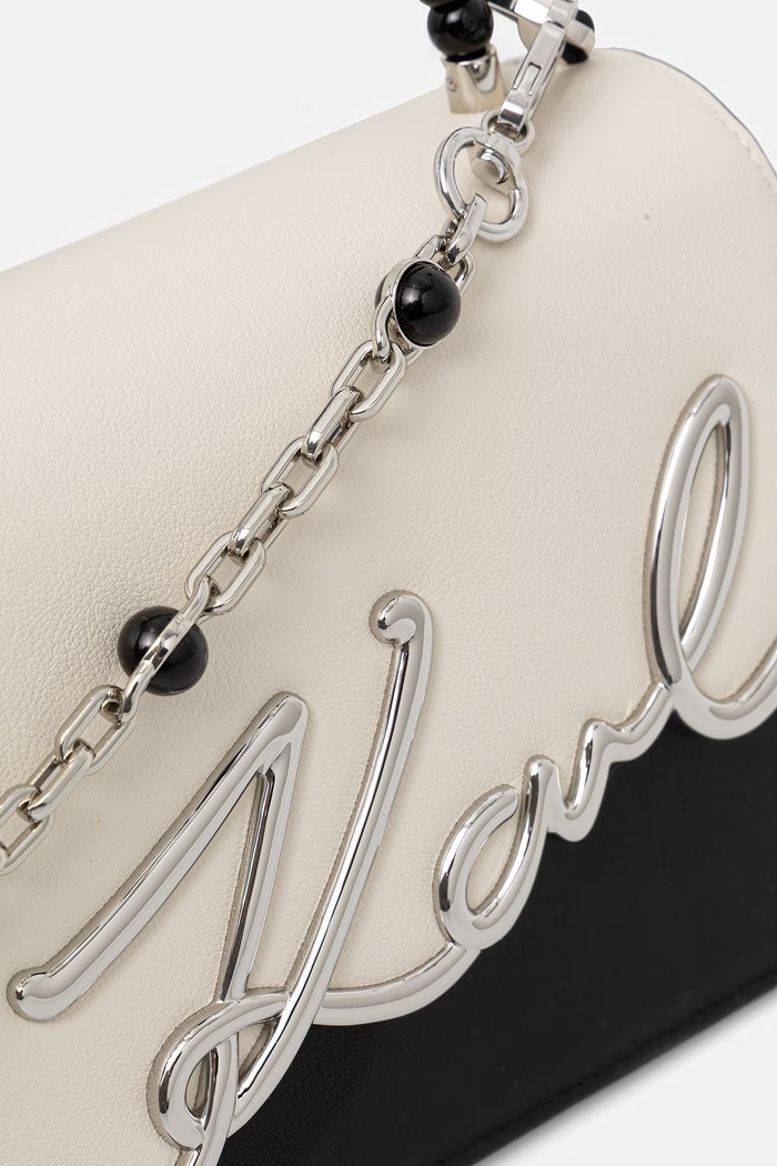 Karl Lagerfeld geantă crossbody pentru femei din piele K/SIGNATURE bej B3W30304
