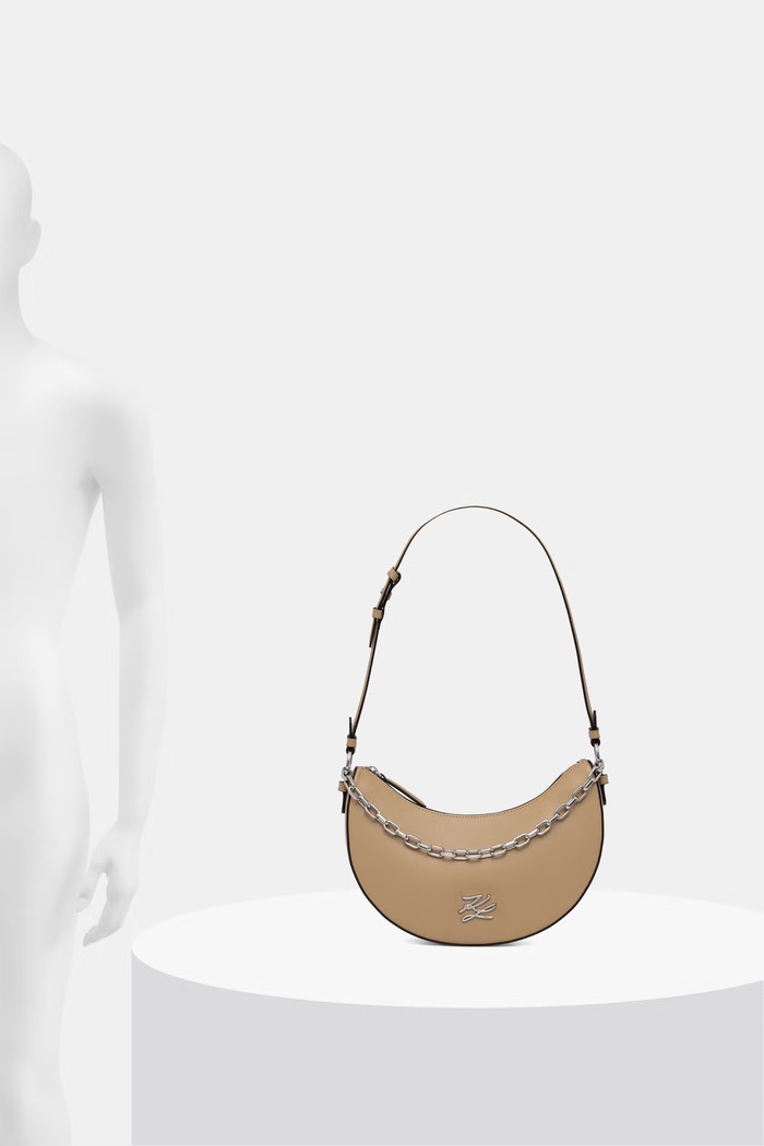 Karl Lagerfeld kabelka hobo dámska kožená K/AUTOGRAPH B3W30306 béžová