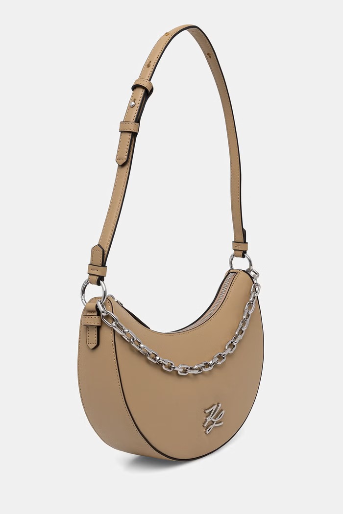 Karl Lagerfeld kabelka hobo dámska kožená K/AUTOGRAPH B3W30306 béžová AW26