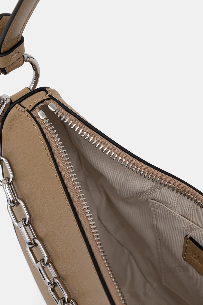 Karl Lagerfeld kabelka hobo dámska kožená K/AUTOGRAPH béžová B3W30306