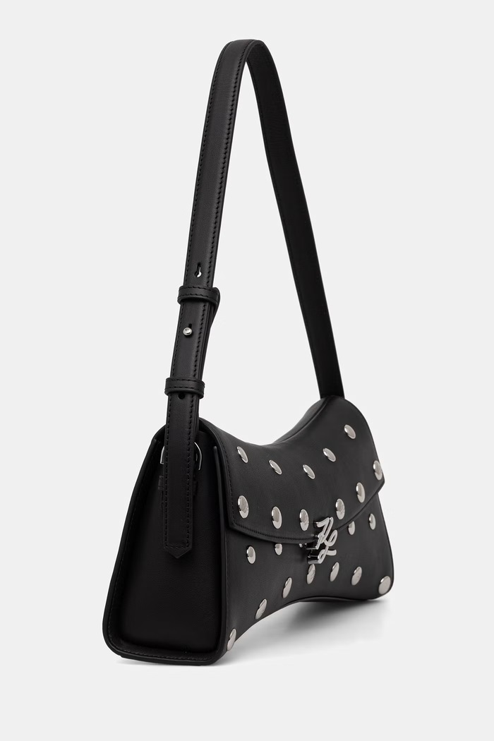 Karl Lagerfeld kabelka typu baguette dámska kožená K/AUTOGRAPH B3W30320 čierna AW26