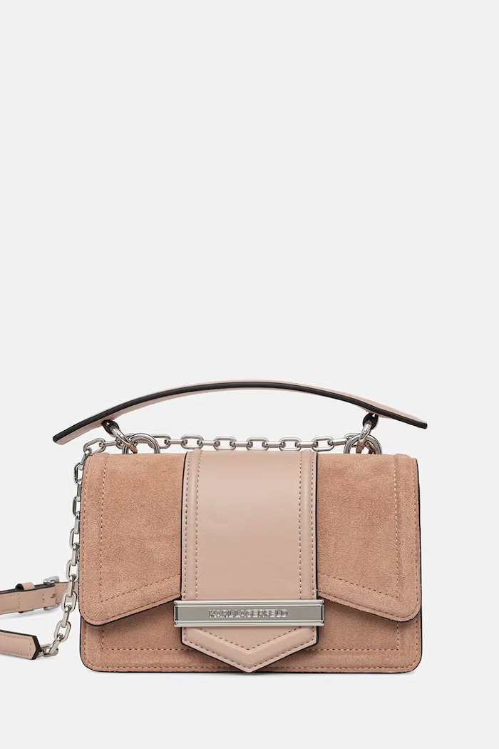 Karl Lagerfeld torebka crossbody damska zamszowa K/NOVA beżowy A4W30276
