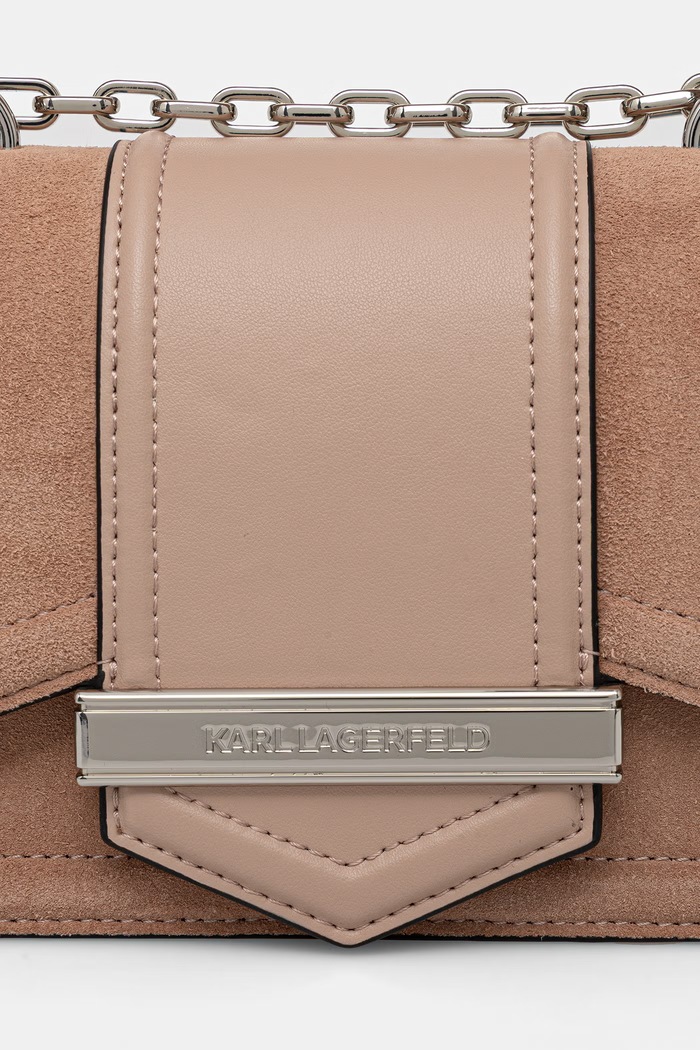 Karl Lagerfeld torebka crossbody damska zamszowa K/NOVA A4W30276 beżowy
