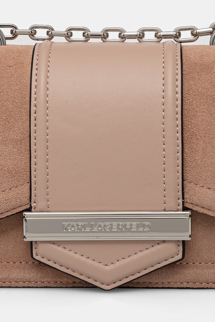 Karl Lagerfeld torebka crossbody damska zamszowa K/NOVA A4W30276 beżowy