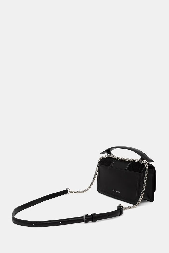Accesorii Karl Lagerfeld geantă crossbody pentru femei din piele întoarsă K/NOVA A4W30276 negru