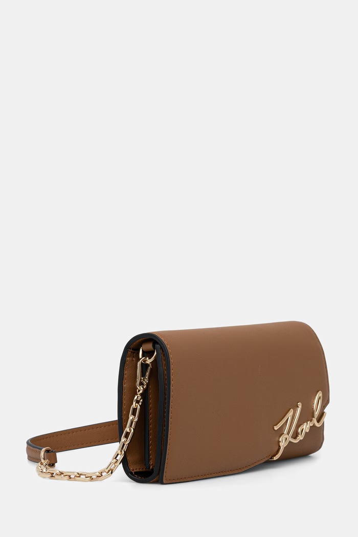 Karl Lagerfeld crossbody kabelka dámska kožená K/SIGNATURE B3W30358 hnedá AW26