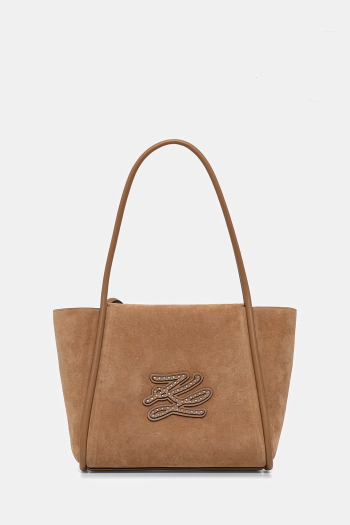 Karl Lagerfeld kabelka typu tote dámska semišová K/AUTOGRAPH hnedá B3W30037