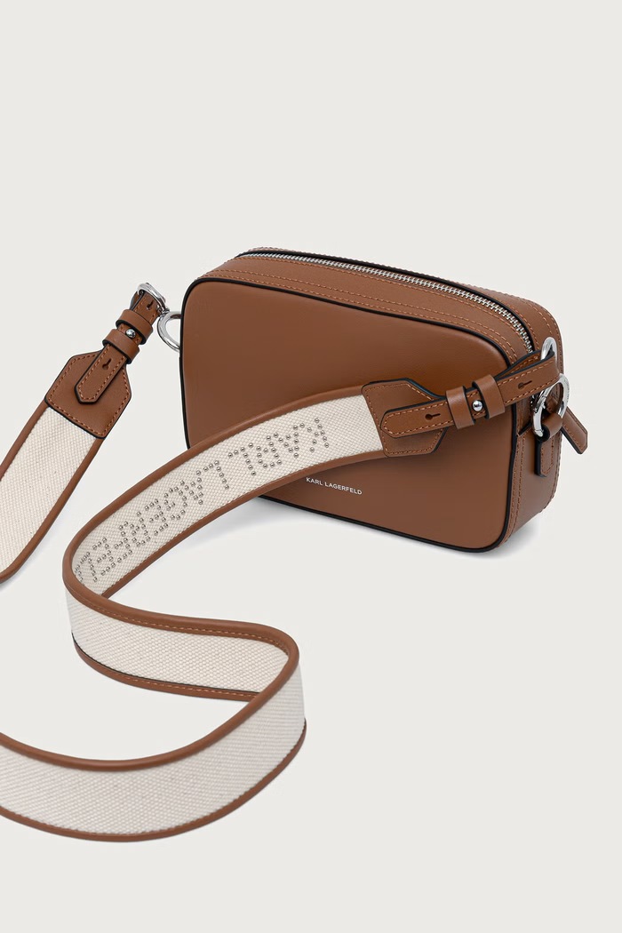 Doplňky Karl Lagerfeld Crossbody kabelka dámská kožená B3W30088 hnědá