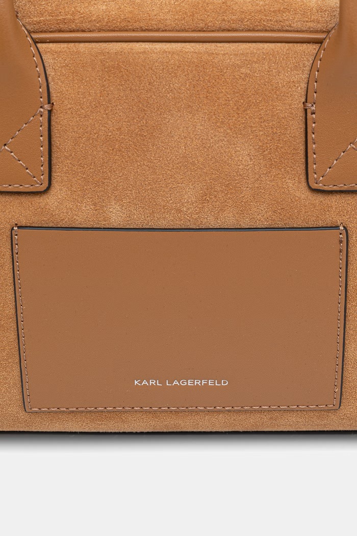 Karl Lagerfeld μικρή τσάντα γυναικεία δέρμα σουέτ καφέ B3W30092
